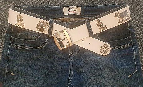 Appenzeller Gürtel weiss, 4cm breit, Ornamente silbern