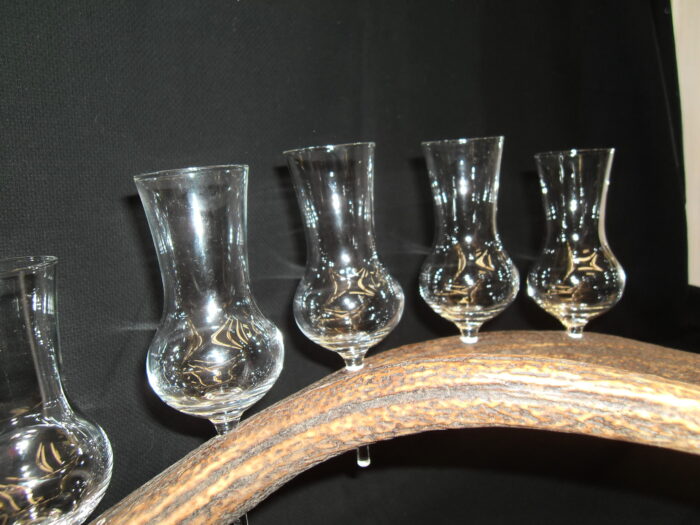 Abwurfstange von Rothirsch mit 6 Grappaglas